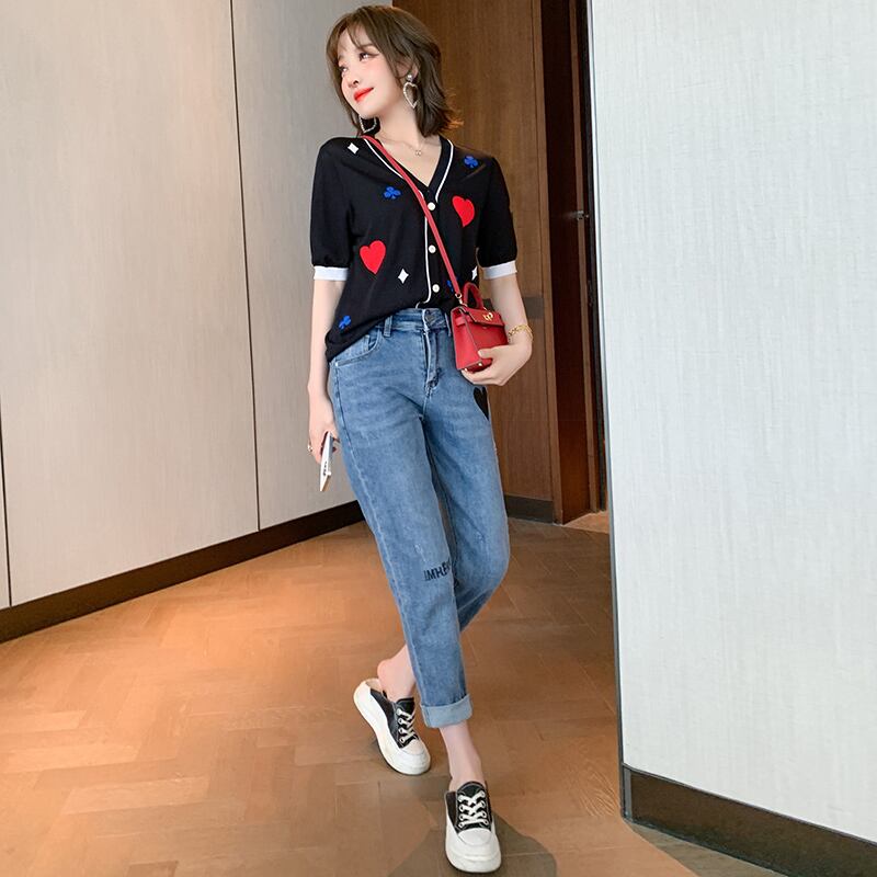 スタイル刺繍スリムジーンズ サマー 夏物 MIUCO17302663043