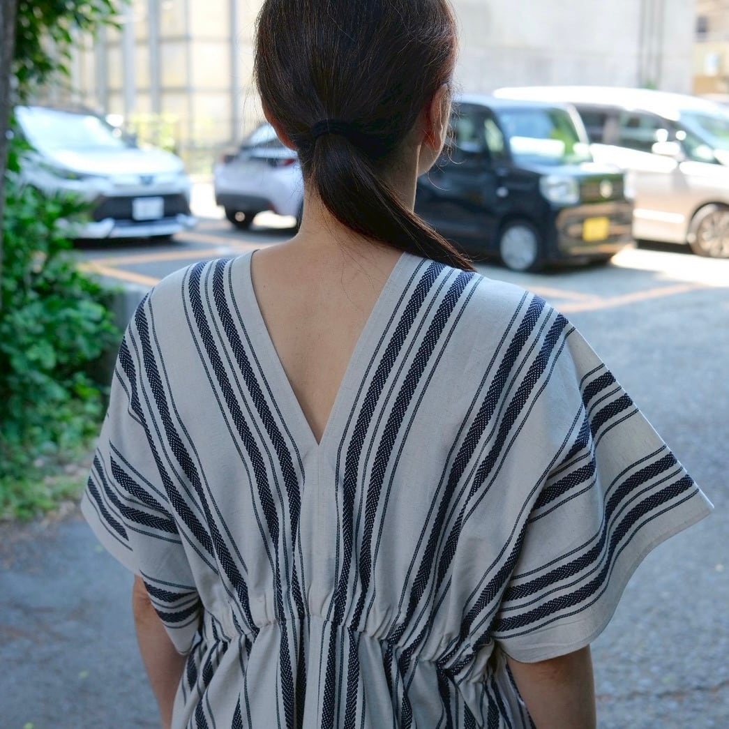 WONDER FULL LIFE(ワンダフルライフ) NEO KAFTAN DRESS native stripe