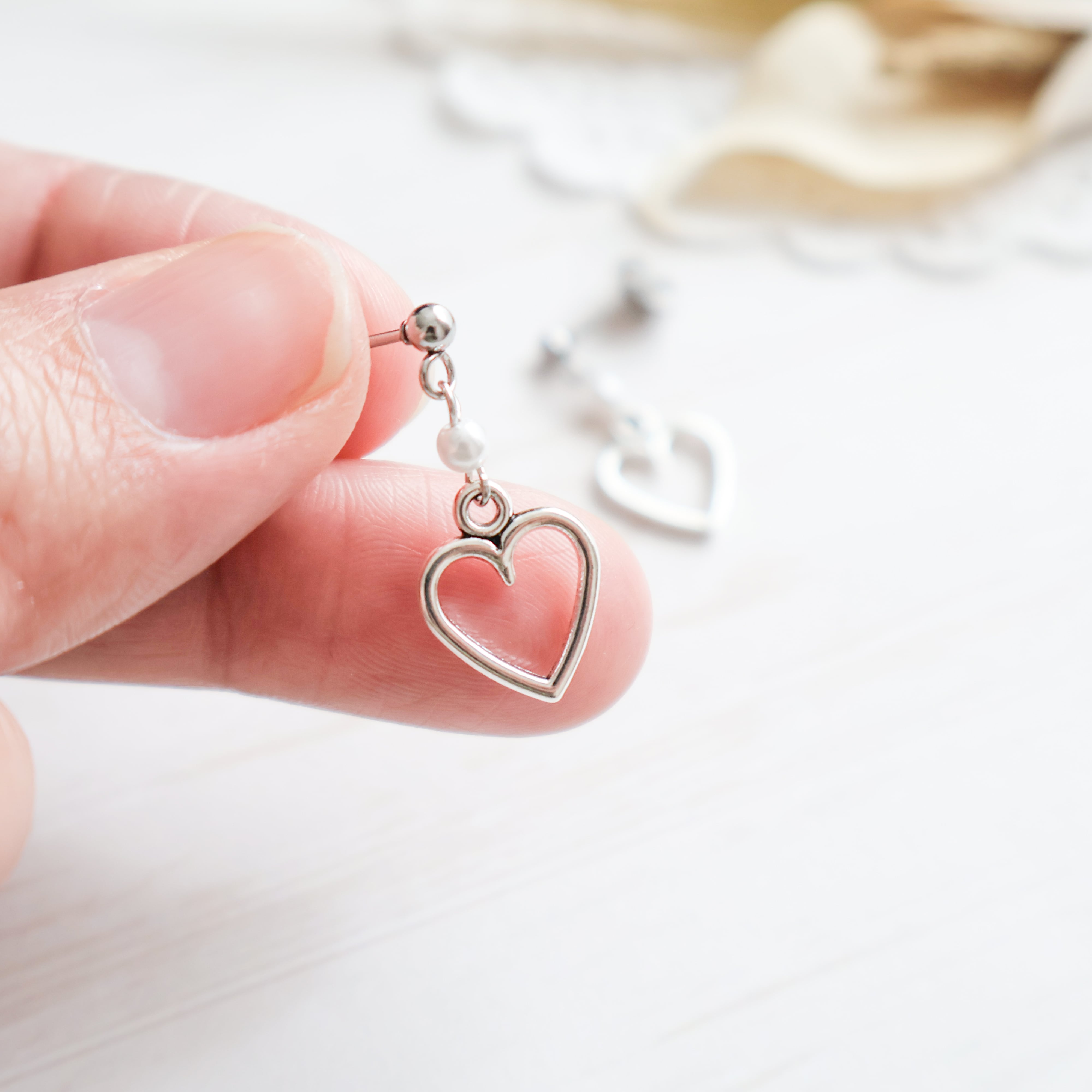 プチプラ】一粒パール×ハート(シルバー) アクセサリー レディース