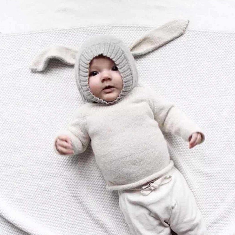 送料無料 ニットベビー帽子 赤ちゃん ウサギ 男の子 女の子 ベビー服
