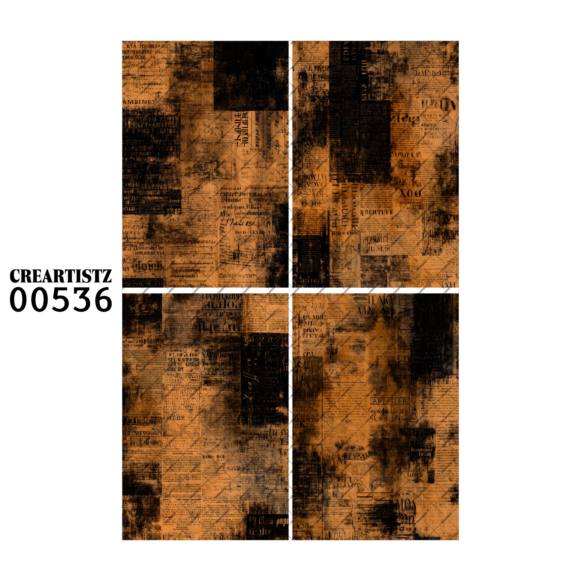 00536 背景 コラージュ素材 オリジナル 12枚セット (4種類×3枚) ペーパー/ステッカー CREARTISTZ