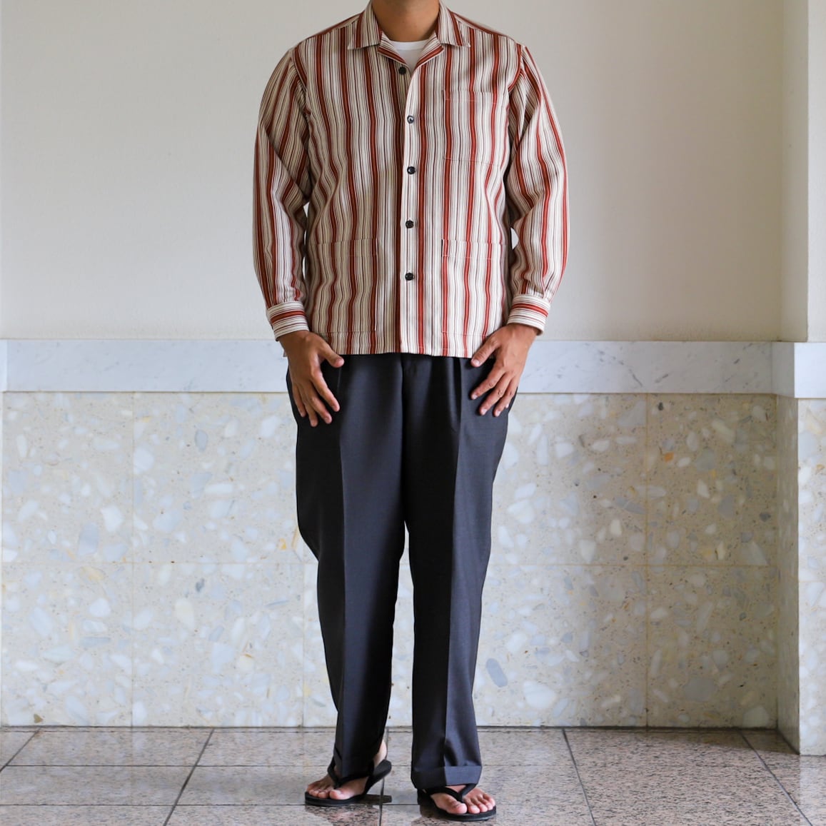 50s 60s euro vintage リネン シャツ ジャケット イタリア製 新品】MINTENS Vintage ETRO made in Italy Fabric special shirts