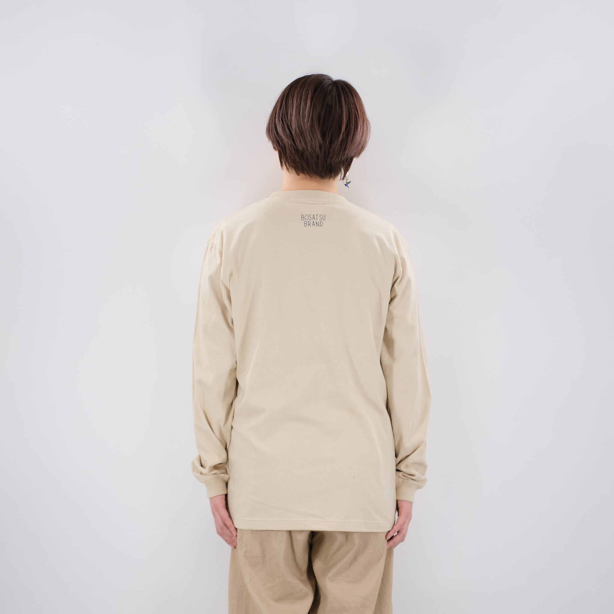 MIROKU 仏像 ロングスリーブ Tシャツ (プリント) 5.6oz サンドベージュ
