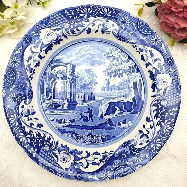 美品【Spode】スポード ヴィンテージブルーイタリアン 19cmプレート 4枚-