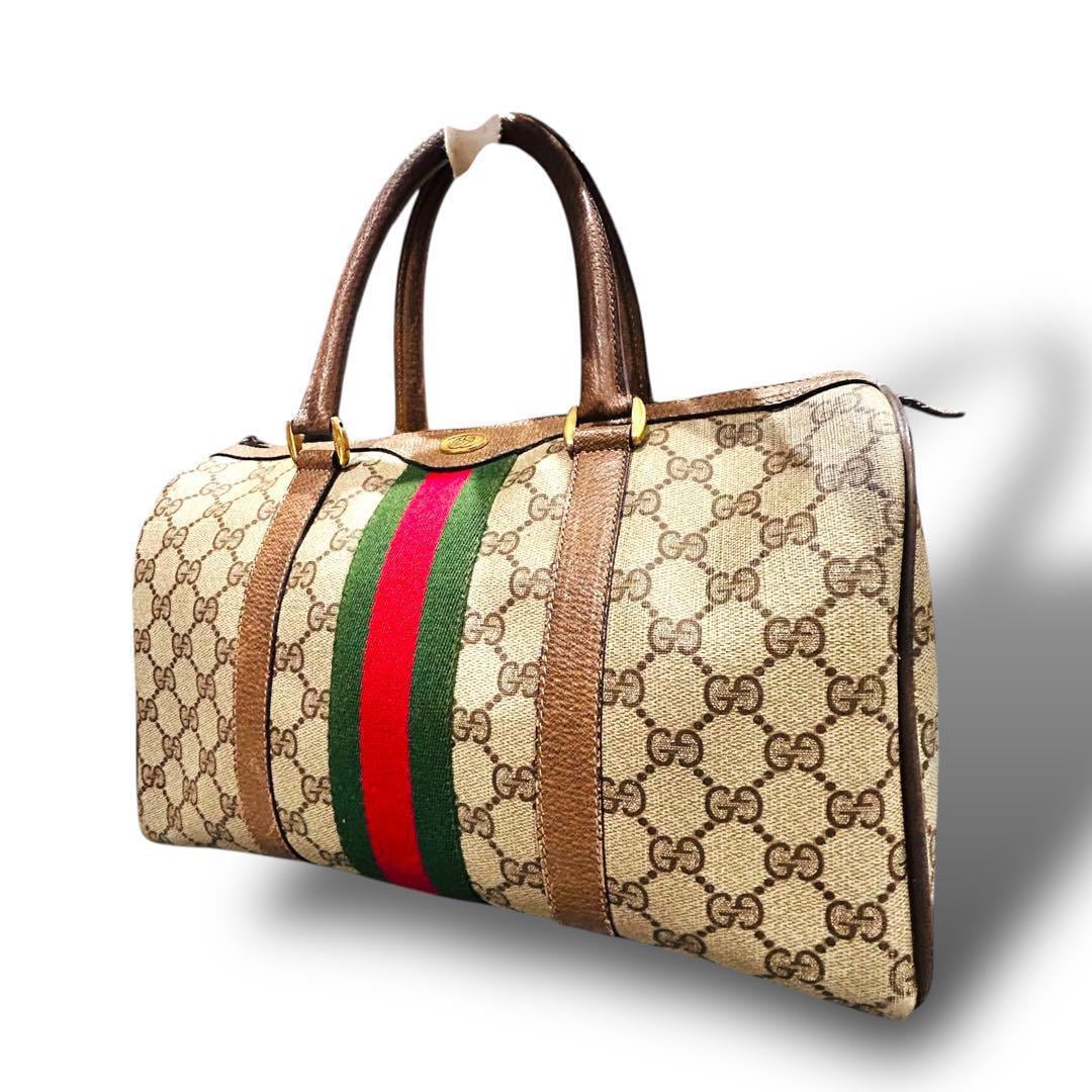 美品 GUCCI オールドグッチ ハンドバッグ ミニボストン シェリーライン