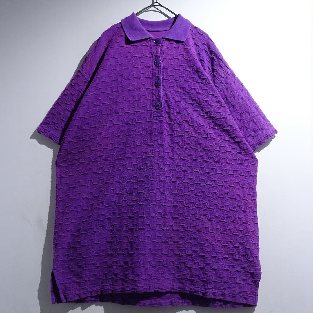 90s Purple 3D Pattern Design Polo Shirt