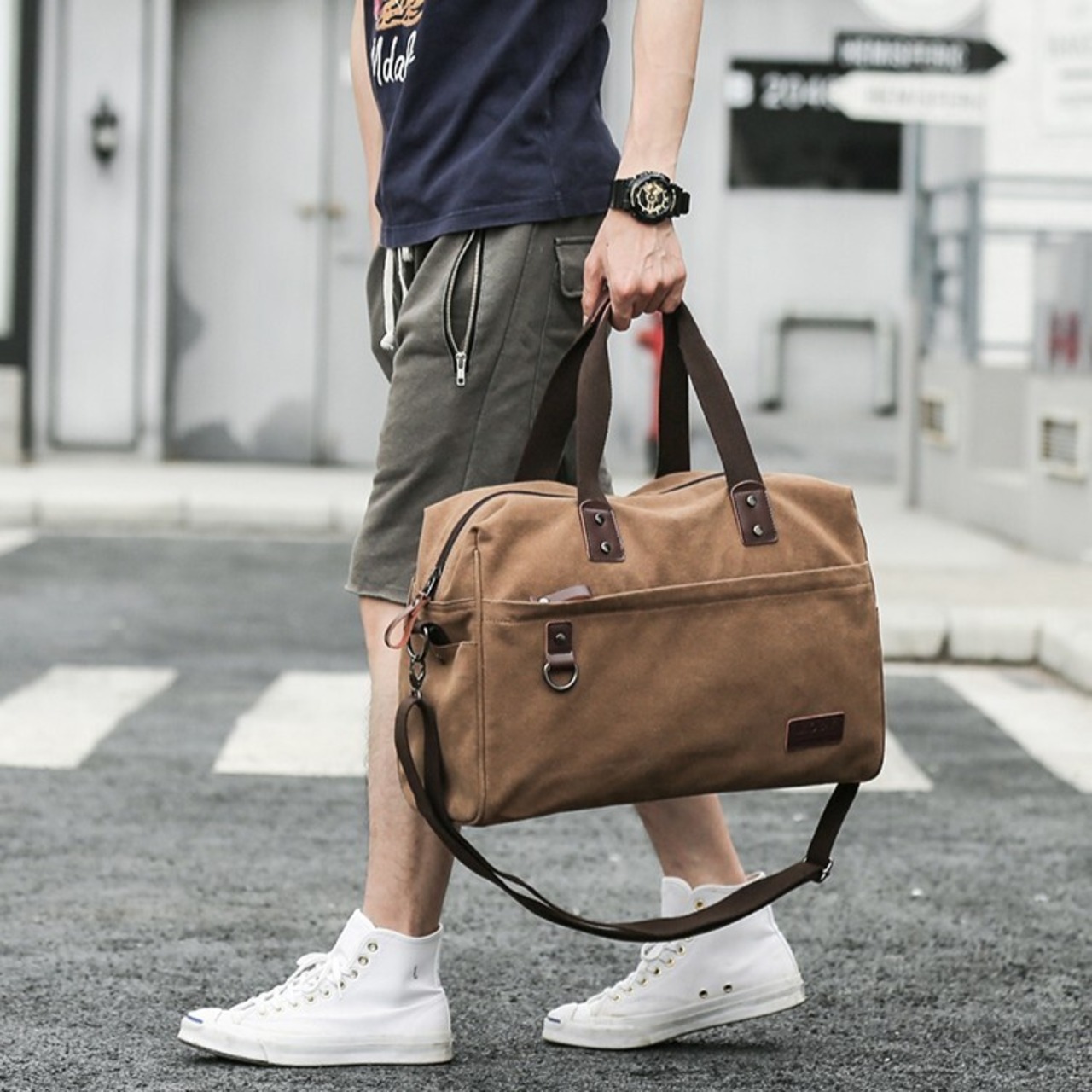 Canvas Square Compact Boston Bag / キャンバス スクエア コンパクト ボストン バッグ