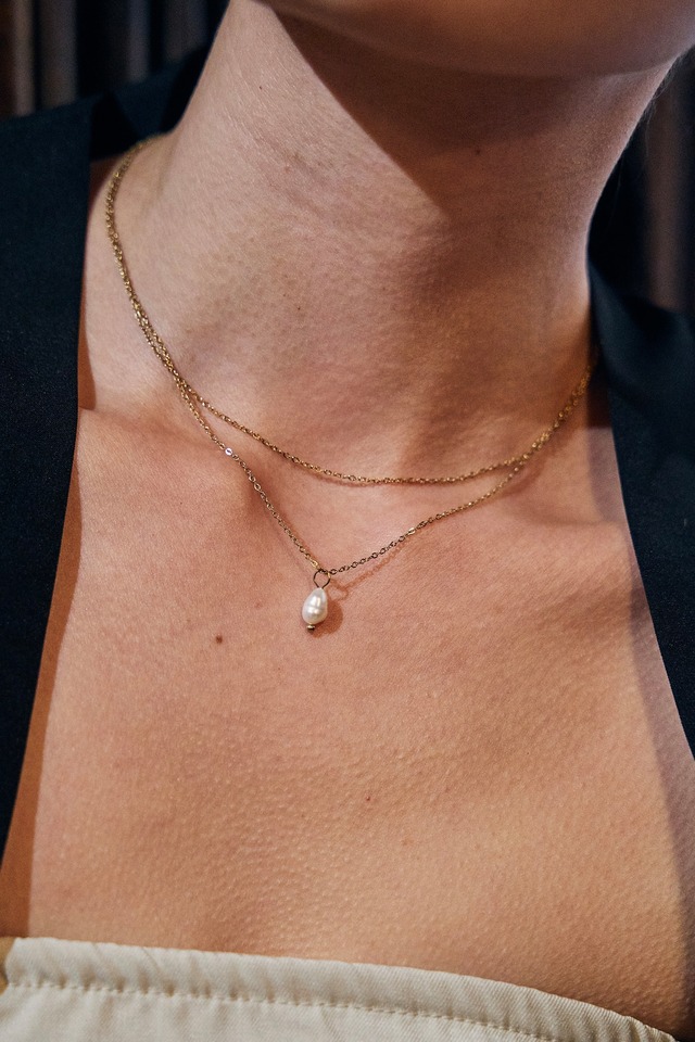 316L Pearl Duo necklace［GOLD］#n169