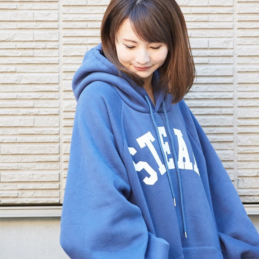 ゆったり袖でダボっと着れてかわいいパーカー 裏起毛 オーバーサイズ