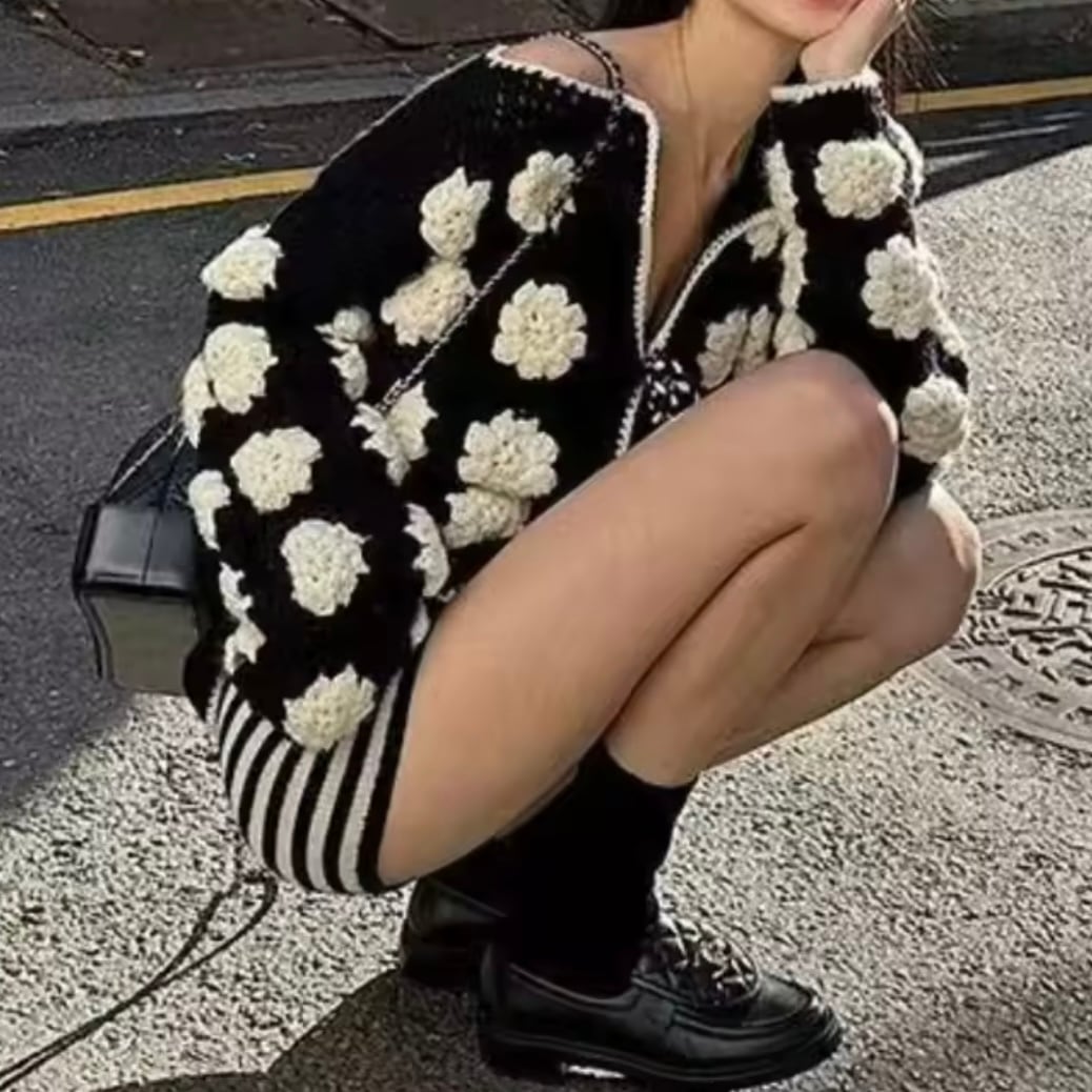 vintage flower knit cardigan