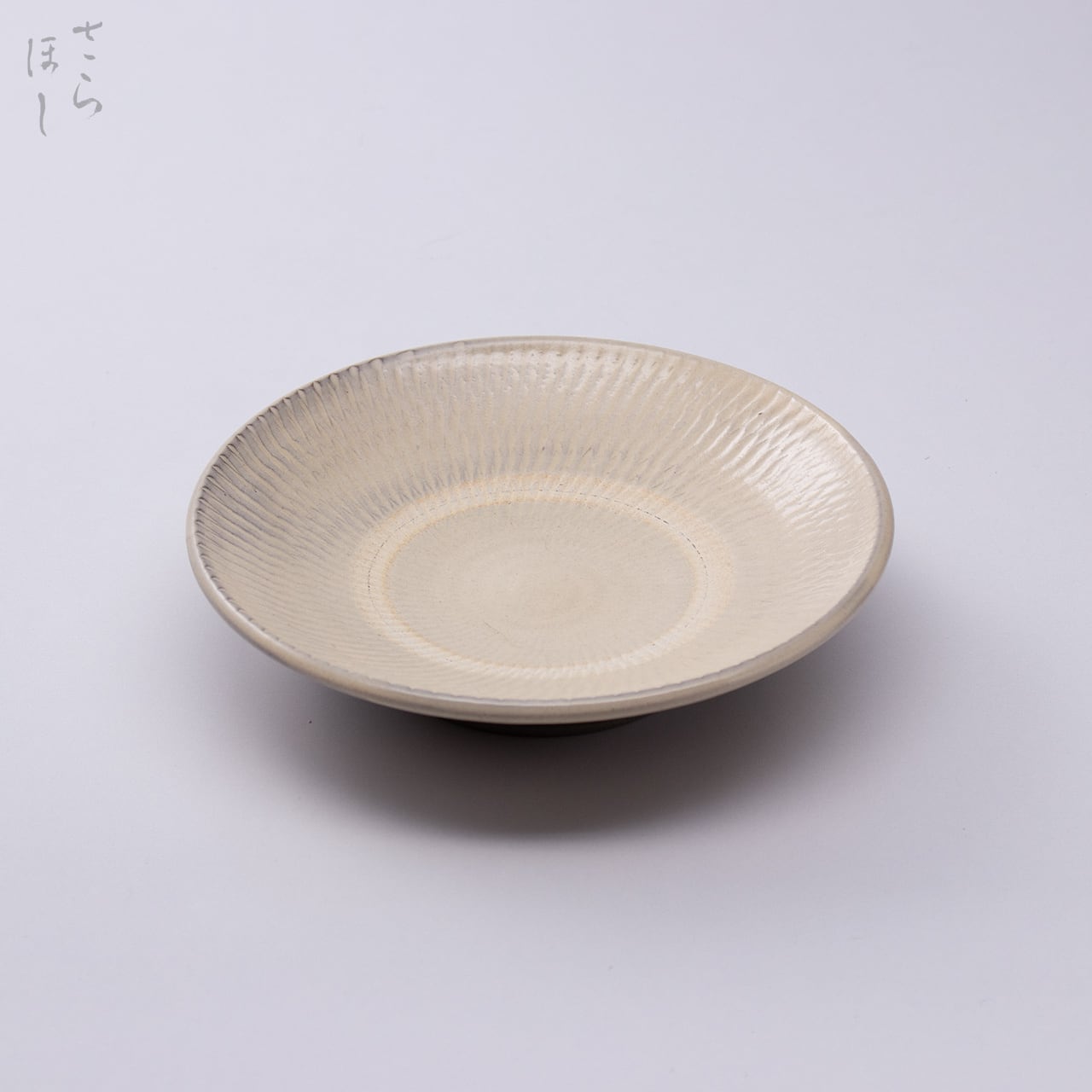 小鹿田焼 小袋窯 5寸皿 地飛び鉋 白 直径約15.3cm 中皿 陶器 和食器 民藝