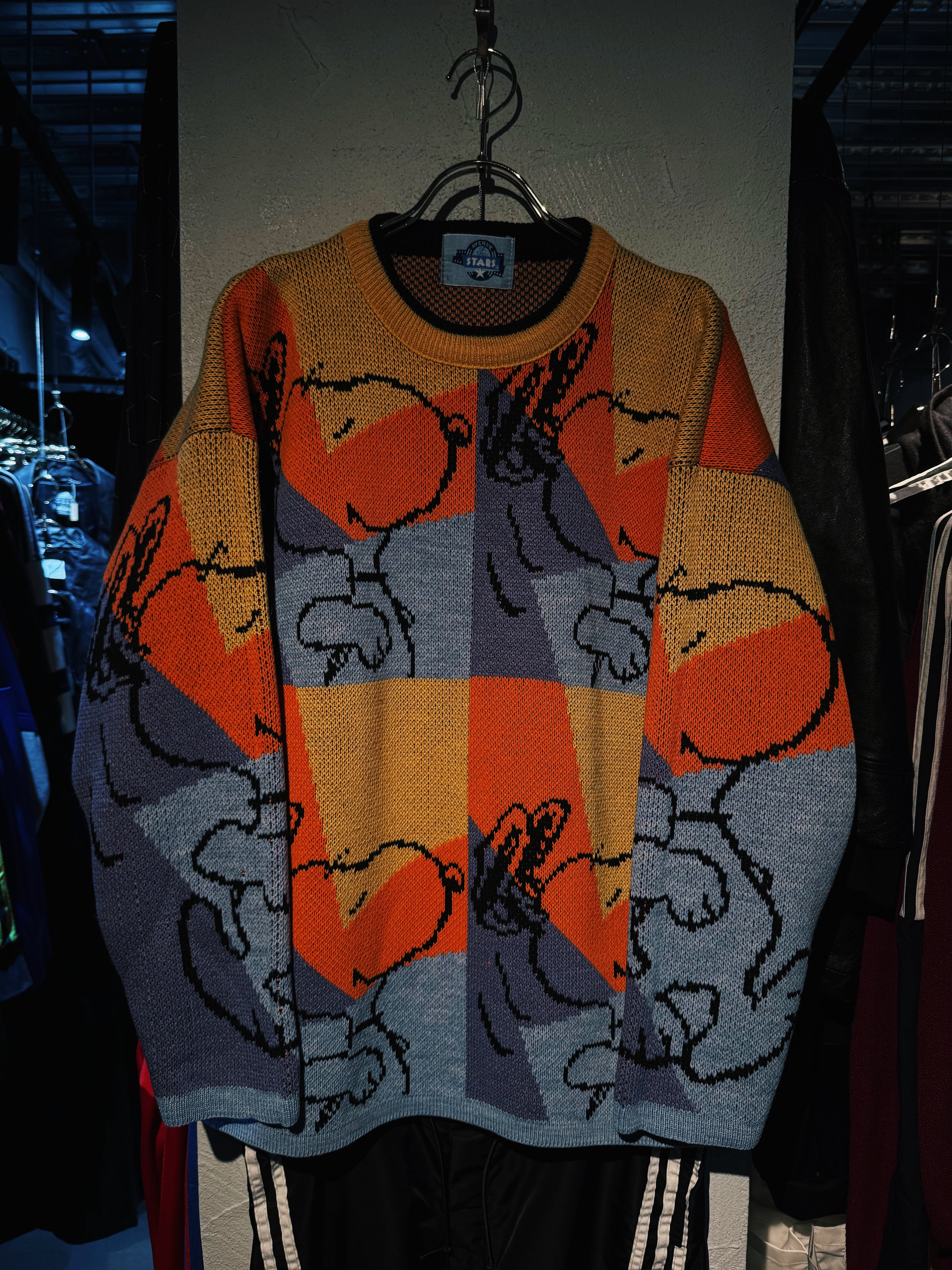 【D4C】"SNOOPY" mulch color geometric pattern knit pullover