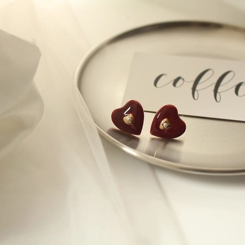 送料無料【予約商品】 (80069) ピアス ハート 赤 小さめ お洒落 シンプル 大人可愛い