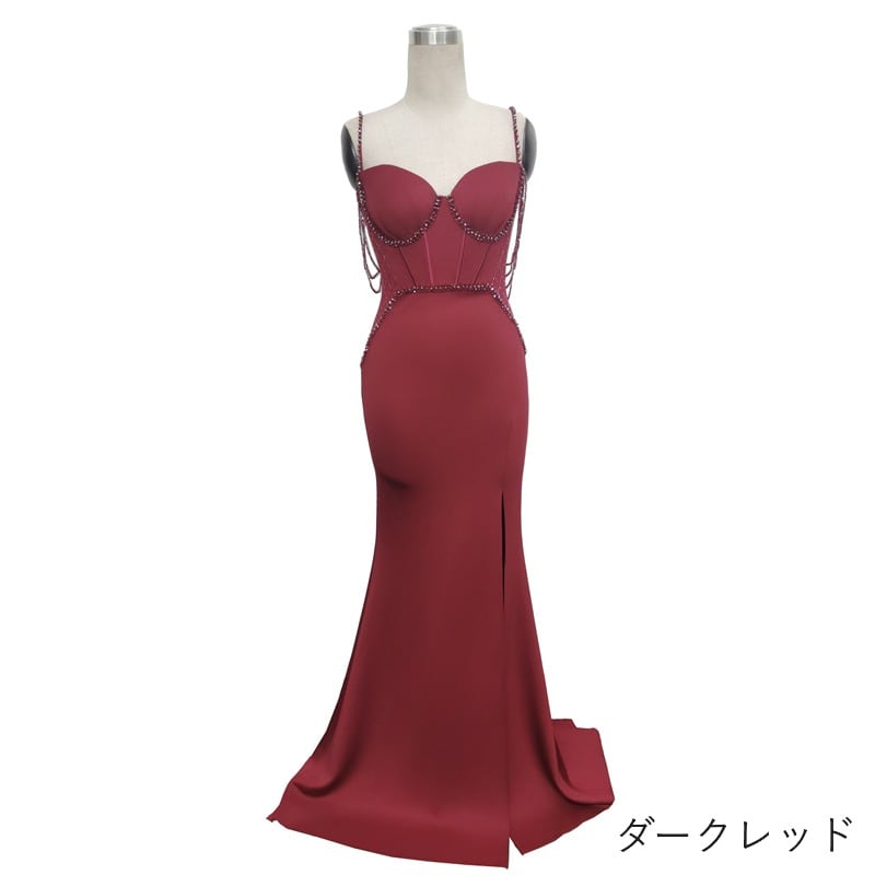 ビーズ装飾スリットマーメイドドレス 9color D1678 | 演奏会・ステージ