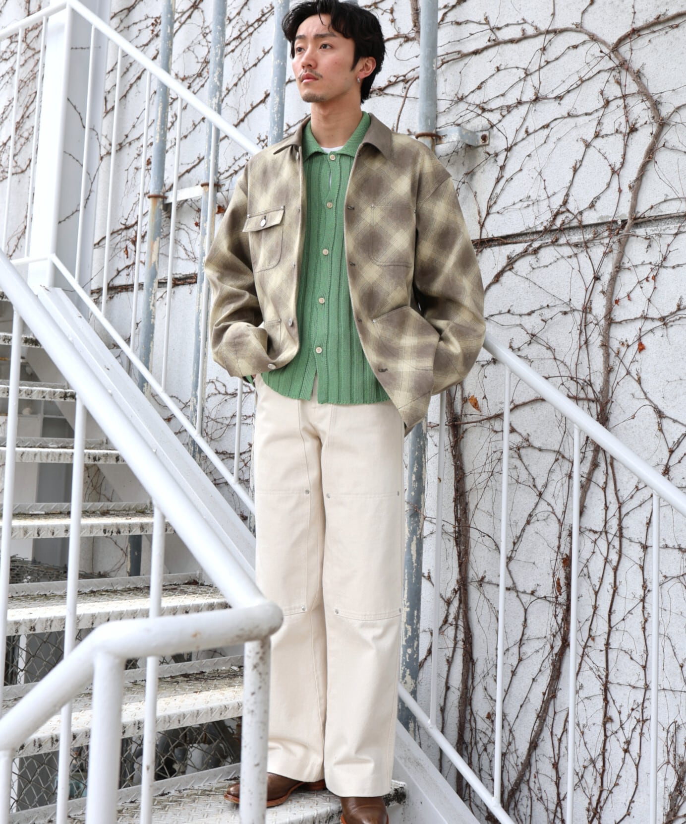 MATSUFUJI / M261-0501 / WIDE RIB KNIT SHIRT (GREEN) | AfterSchool