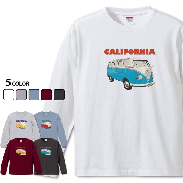 【CALIFORNIA×Car 長袖】 かわいい♪バス型車Tシャツ
