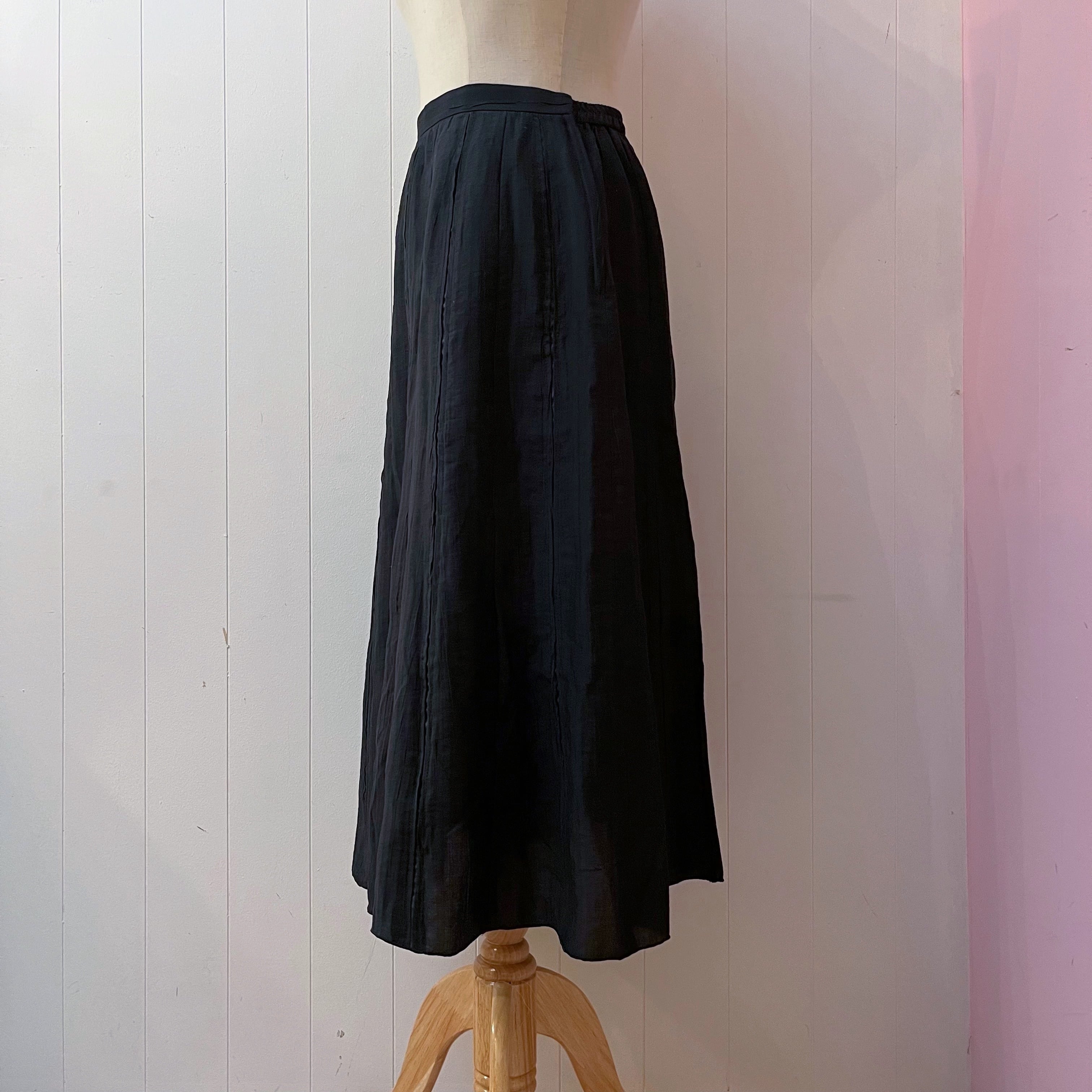 black line sheer long skirt