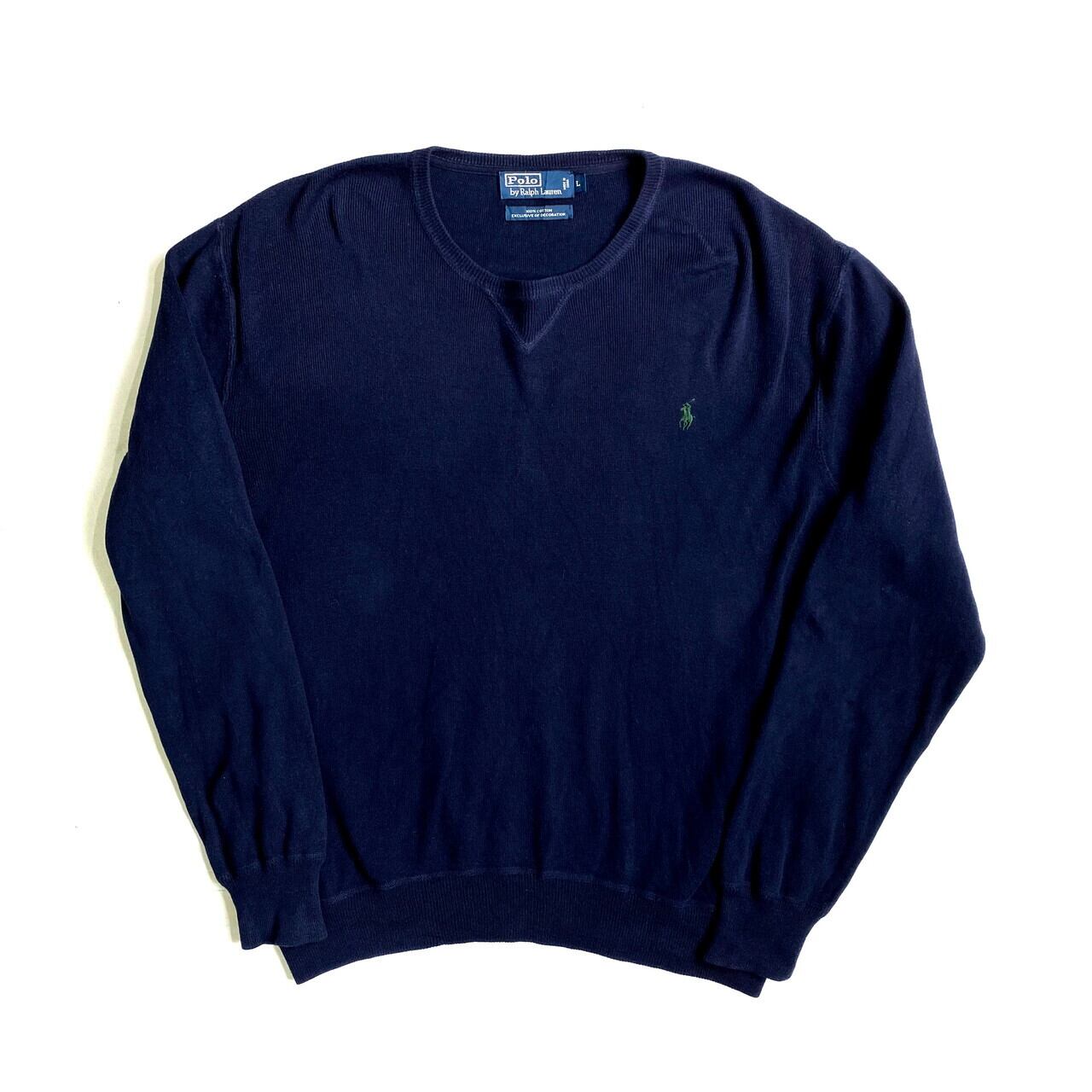 Polo by Ralph Lauren ネイビーセーター XL 90s Polo by Ralph Lauren ポロ ラルフローレン コットンニットセーター
