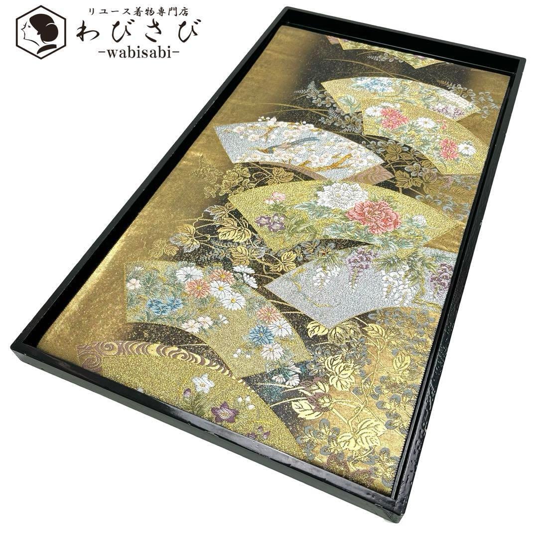 袋帯 美しい四季の花模様 金糸 金色 O-4295 袋帯 美しい四季の花模様 金糸 金色 O-4295 着物・浴衣