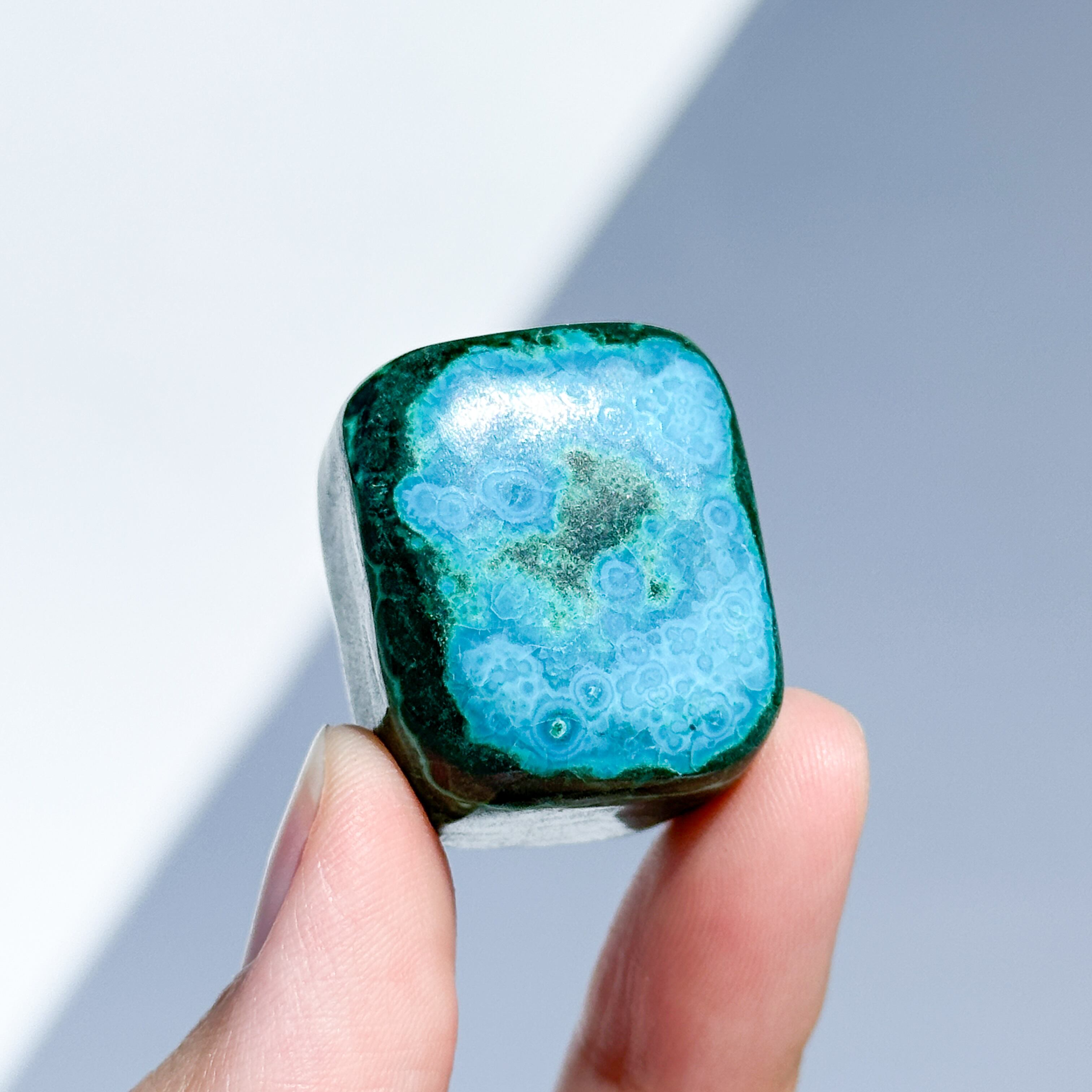 マラカイト with クリソコラ（マラコラ） タンブル14◇ Malachite with
