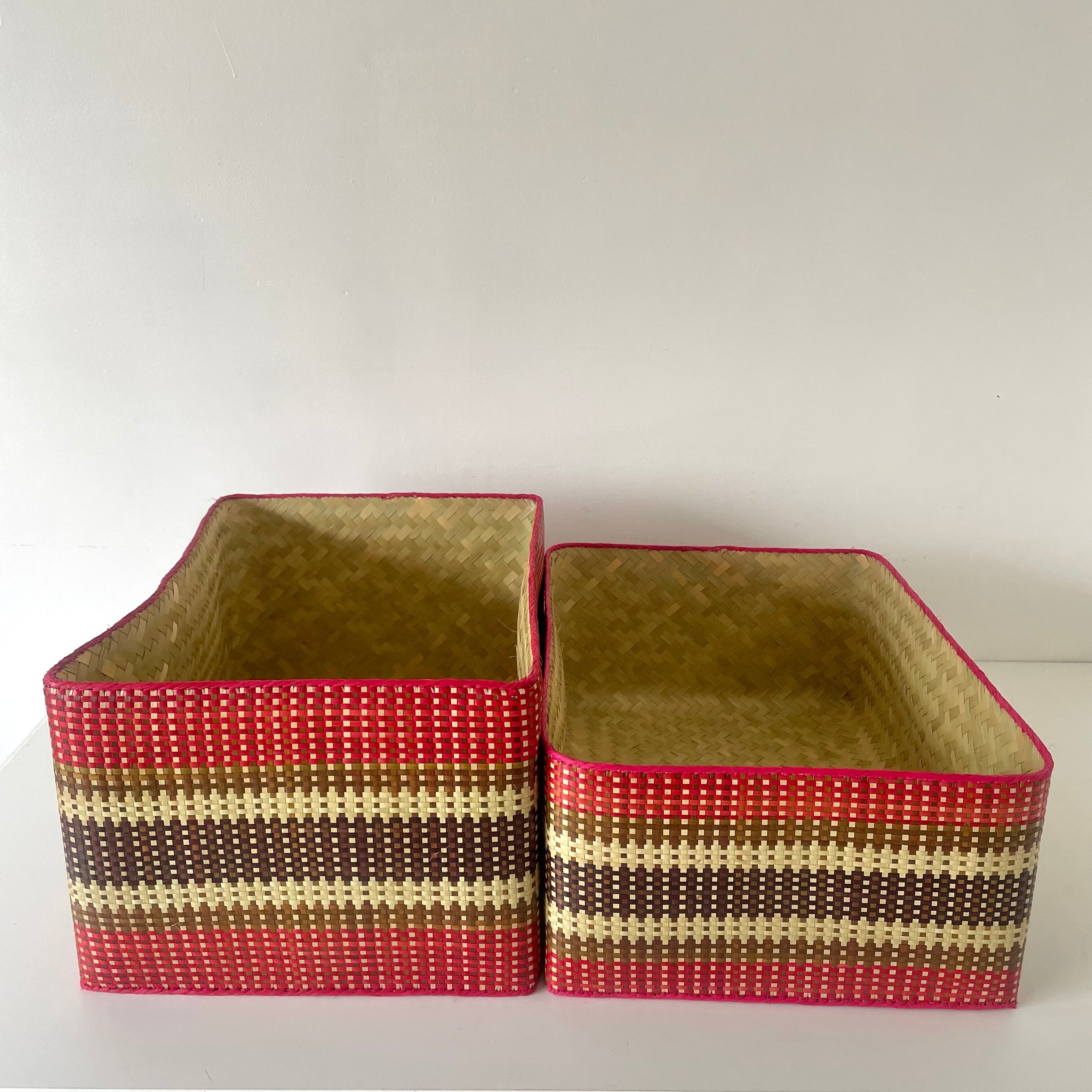 アタ カラフル バスケット スクエア かご Rectangular colourful basket LL w40cm×30cm×h24cm四角カラフル蓋付き