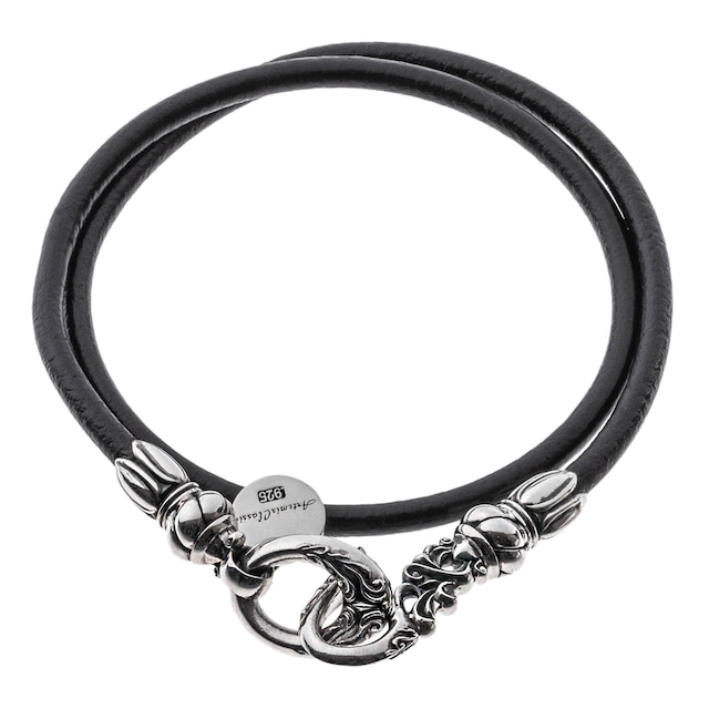 クラシカルフックダブルレザーブレス　ACB0121　Classical hook double leather bracelet　 シルバーアクセサリー Silver Jewelry Brand