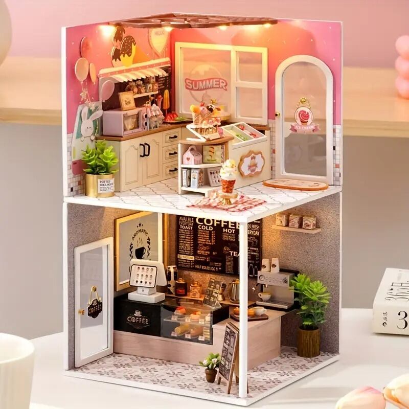 レトロ【美品】壁掛けジオラマ コーヒーショップ ショップインテリア コーヒーショップの壁紙 - レストランの壁画 - アールデコカフェの壁紙