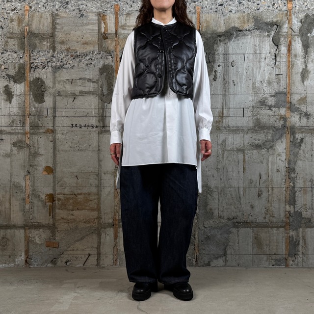 HYKE【ハイク】 FAUX LEATHER QUILTED CROPPED VEST (17605) / BLACK / Size.F