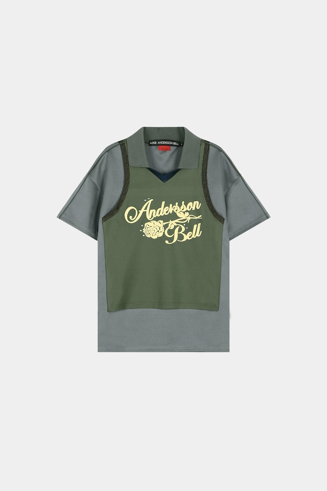 [ANDERSSON BELL] LACE TRIMMED POLO JERSEY TOP atb1488w(GREY/KHAKI) 正規品 韓国ブランド 韓国通販 韓国代行 韓国ファッション ANDERSSONBELL アンダーソンベル 日本 店舗