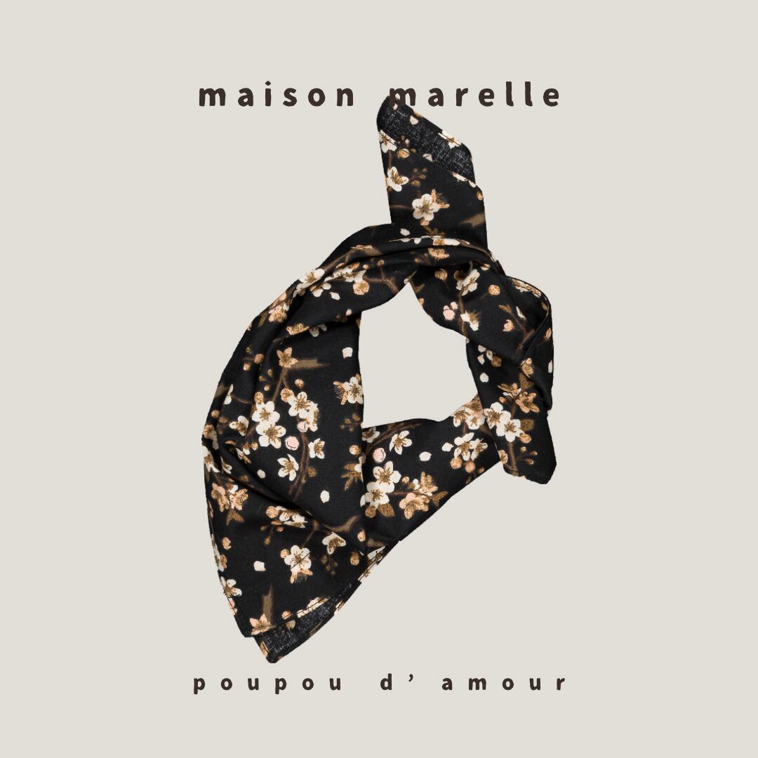 送料無料 【予約】maison marelle|scarf VENDOME cherry blosssom black (11月上旬以降入荷予定)