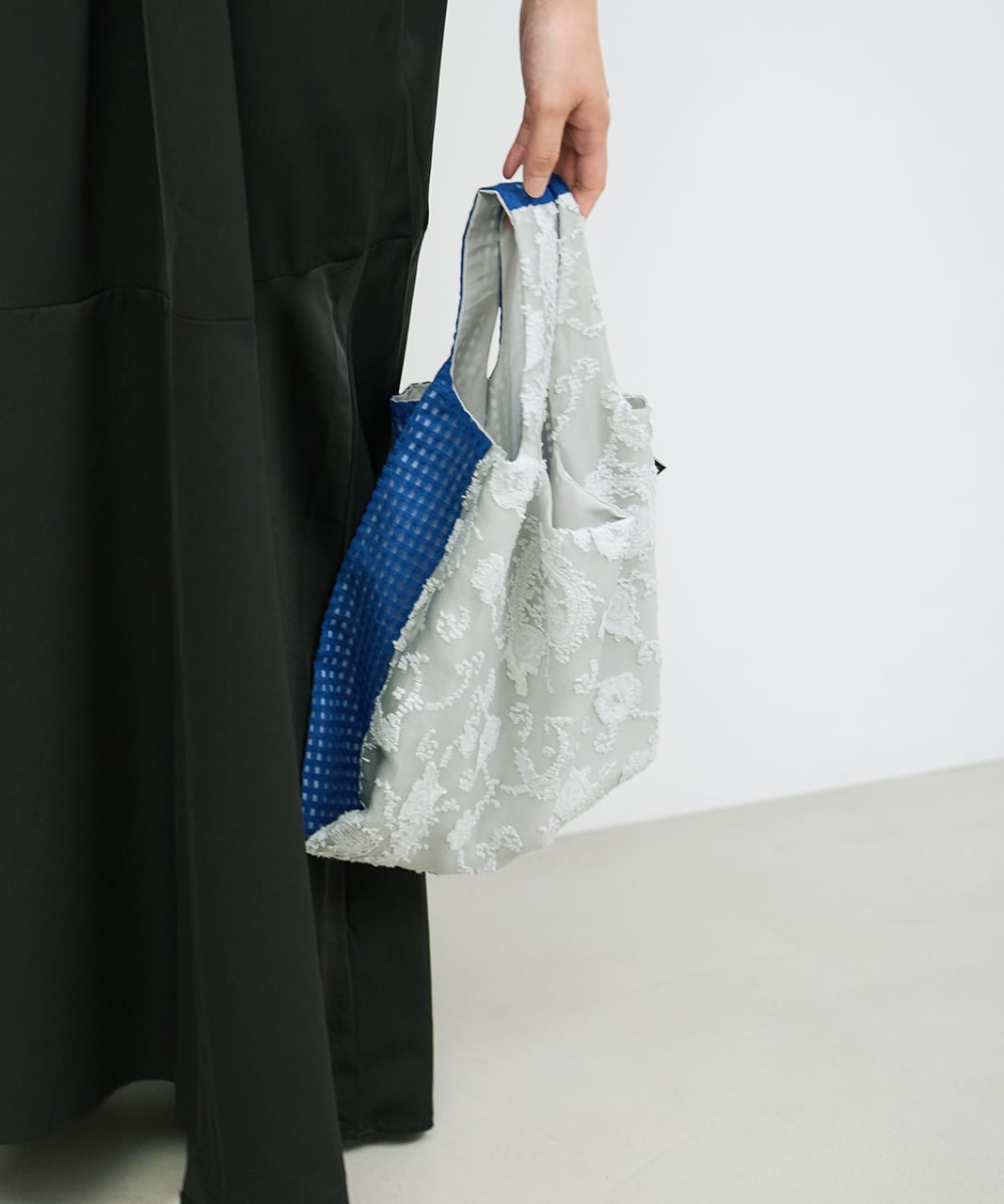 TWINS bag / ice gray paisley × blue check / S（ポケット付