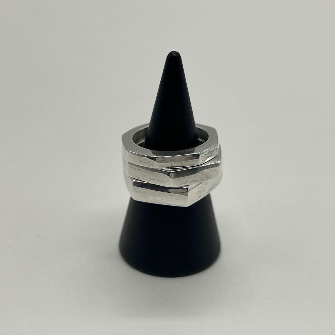 グッチ GUCCI ヘキサゴン ナット リング 13号 SV925 3連リング