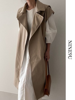 trench oversize layered long-gilet 3color【NINE7745】
