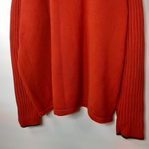 ST JOHN'S BAY　ハーフジップ　ミドルゲージ　コットンニット　セーター　無地　中厚手　ラグラン　オレンジ　XL