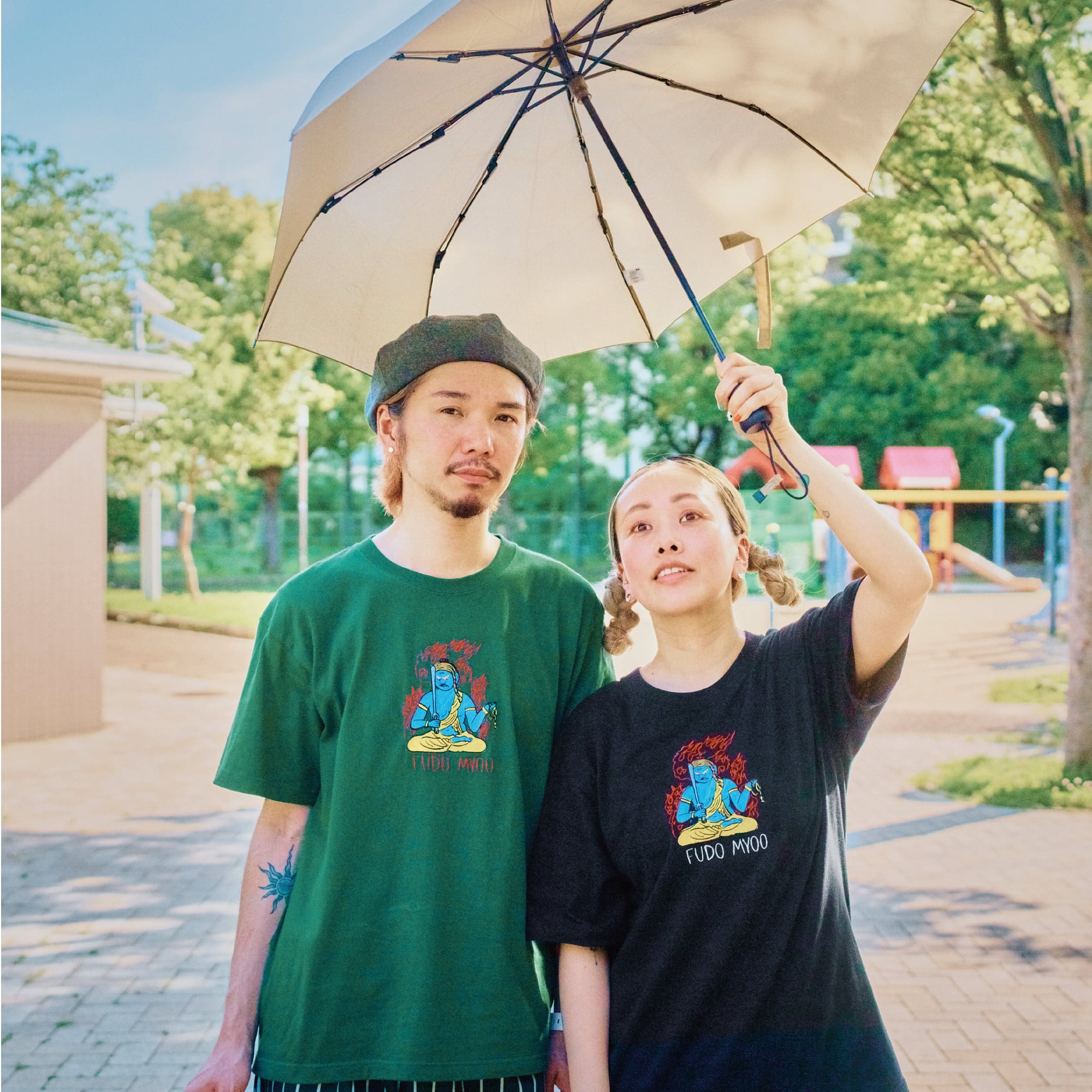 不動明王 Tシャツ (刺繍)アイビーグリーン 6.2oz | BOSATSU BRAND