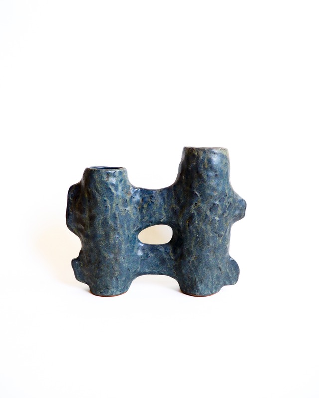 Twin-form abstract ceramic vase