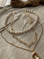 BaroquePearl & Chain Necklace_2colors
