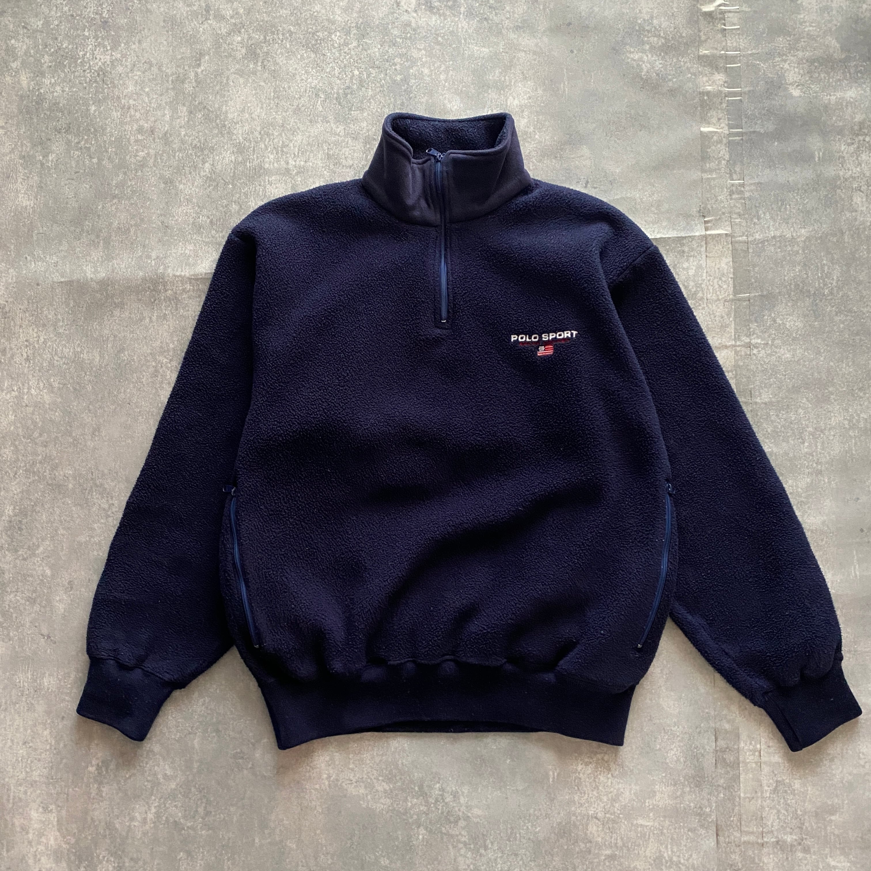 90s POLO SPORT ポロスポーツ バックロゴ バイカラーフリース XL