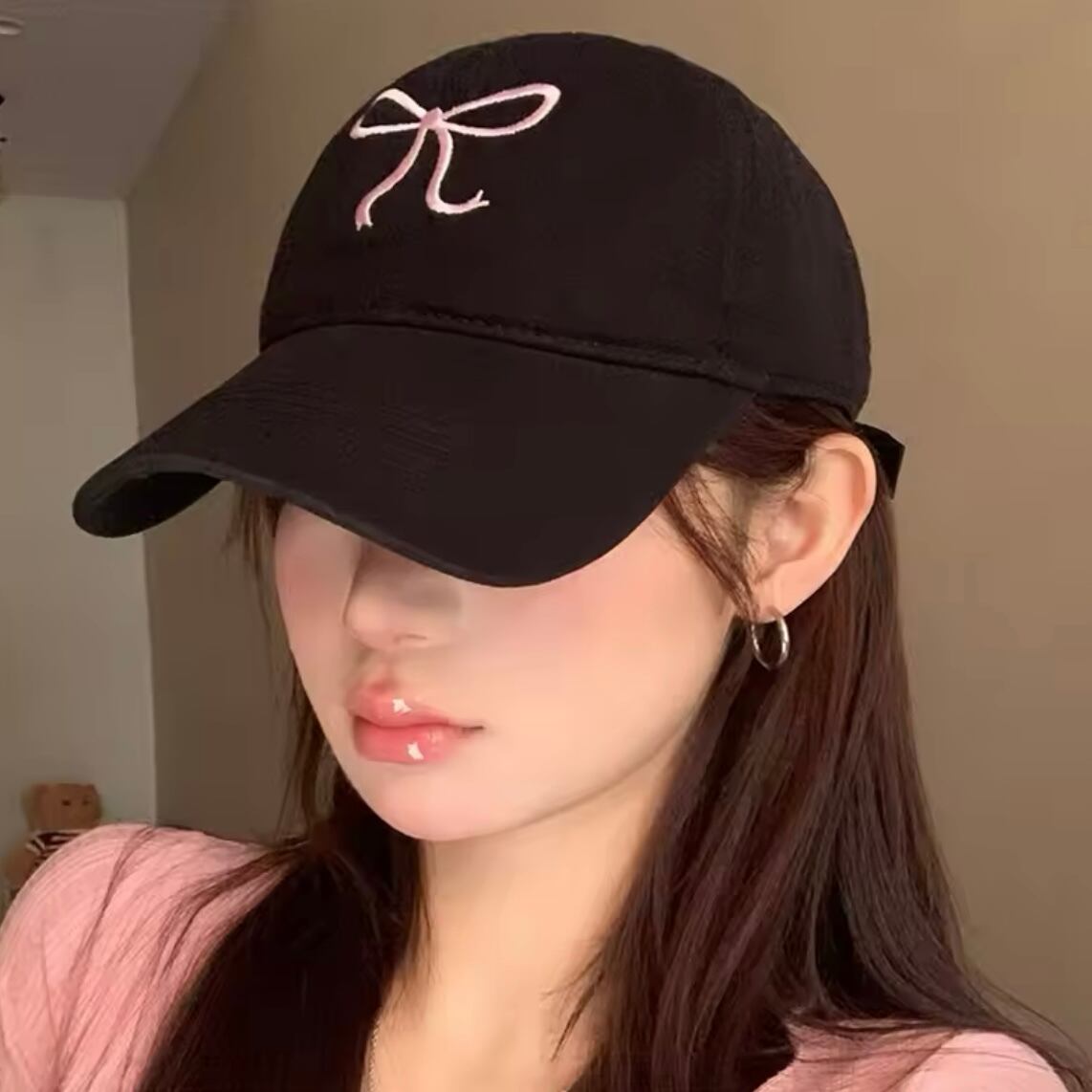 リボン刺繍キャップ