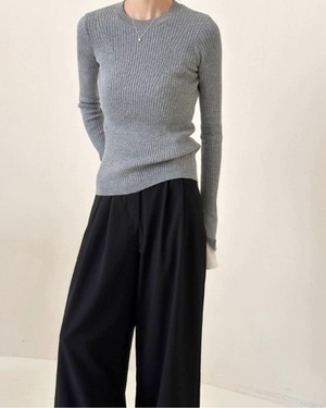 スリーブコントラストリブニット 2color  A0527