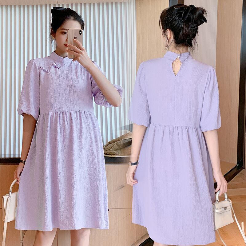 【新作】【送料無料】 マタニティウェア2020夏の新しいファッションバブルコットン改良チャイナドレス、年齢を減らすミドル丈のマタニティドレス-アリババ サマー 夏物 expec251312843187