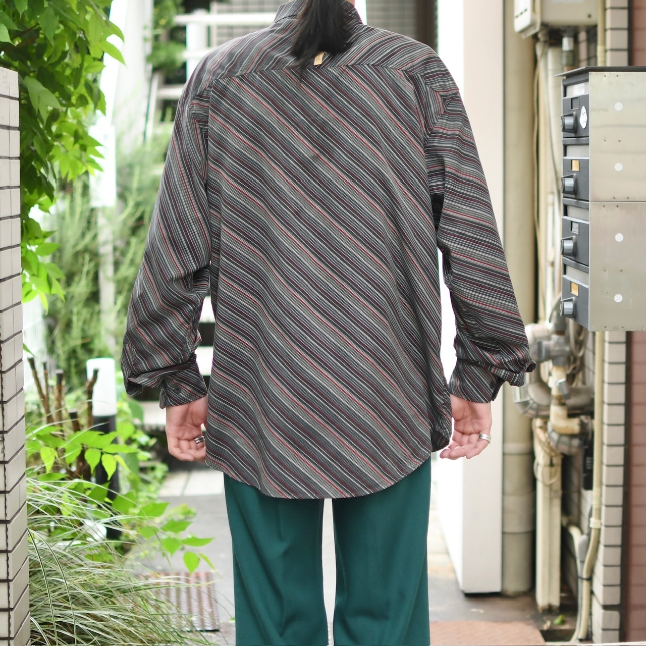 smooth cloth multi diagonal stripe shirt