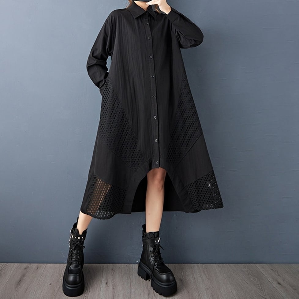 sheer mesh wide onepiece / l0806