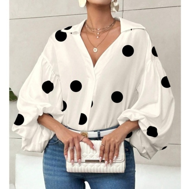 ドット パフスリーブ ブラウス 236668