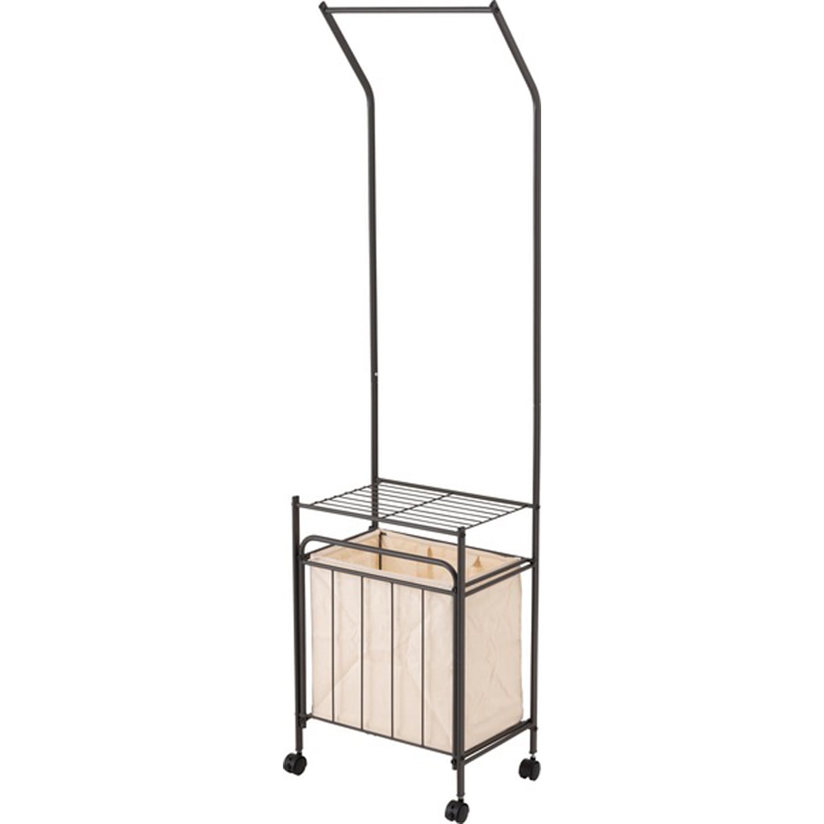 ランドリーハンガー MIP-62DGY MIP-62WH キャスター付き ハンガーラック バスケット付き 洗濯 ランドリーバスケット 洗濯物 収納 整理 シンプル 洗濯カゴ 洗濯物入れ ダークグレー ホワイト