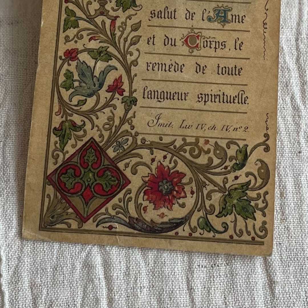 1890年】フランス アンティークカード 初聖体 カトリック 聖体拝領