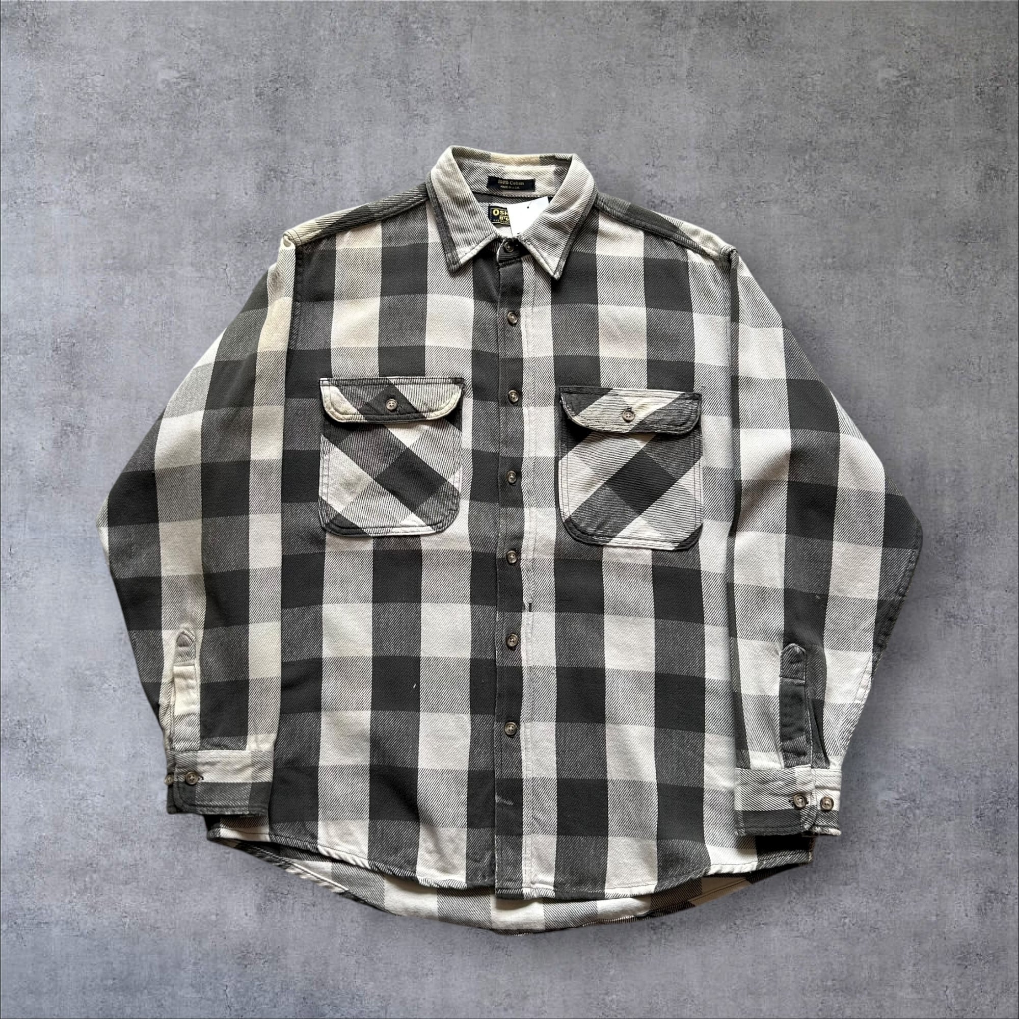 1990s OSHKOSH B'GOSH heavy Flannel Shirt "Black×White"【高円寺店】