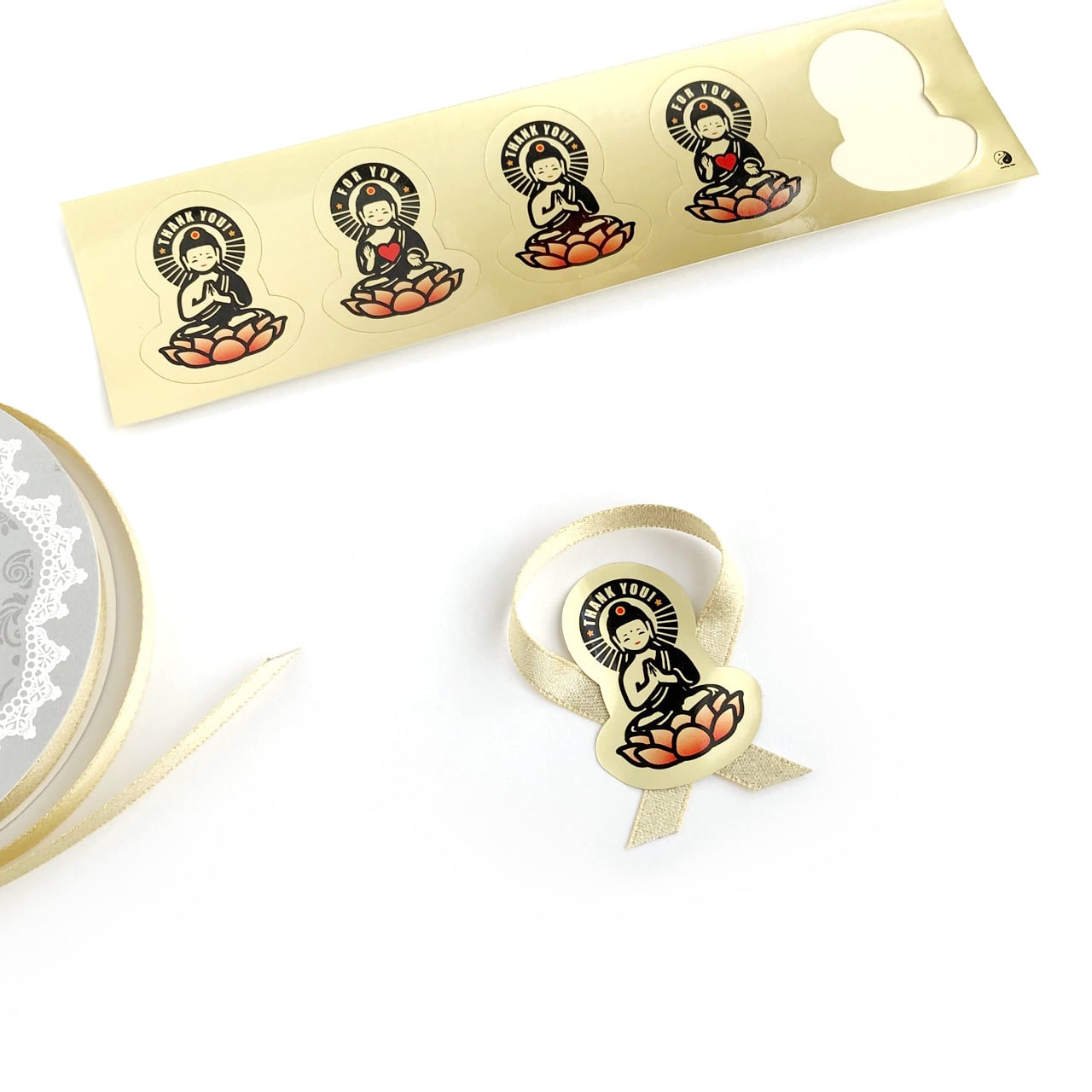 仏像 ギフトシール［THANK YOU・FOR YOU］1シートに5つ | 【くねくね道