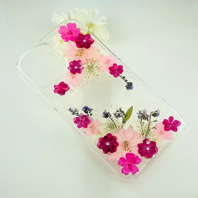 【ほぼ全機種対応スマホケース❁】押し花スマホケース NO.609  押し花＆レジン iPhone/Xperia/AQUOS/Galaxy他