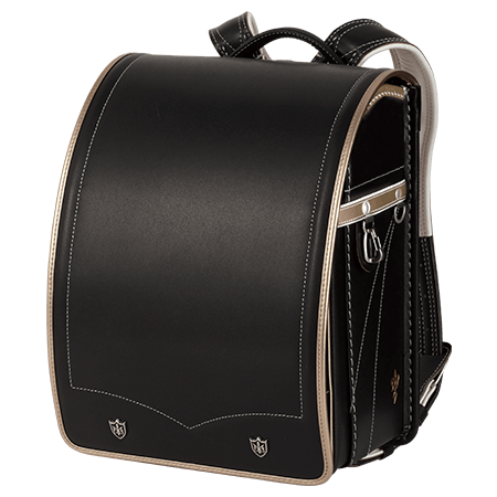萬勇鞄ランドセル「リリークレスト」牛革 ブラック×ゴールド アウトレットランドセル セール【2023年度】